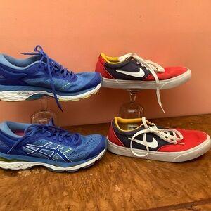 Lot Of 2 Pairs Of Women’s Tennis Shoes Size 7.5 One Pair INike The Other Asics